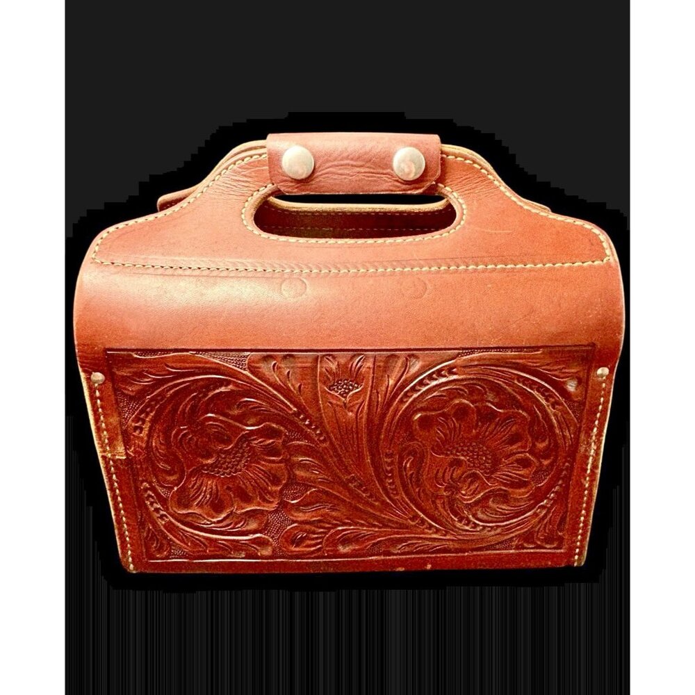 ALEX KERR's Beverly Hills Hand Tooled Leather Shot Shell Case Carrier 1940s 50s